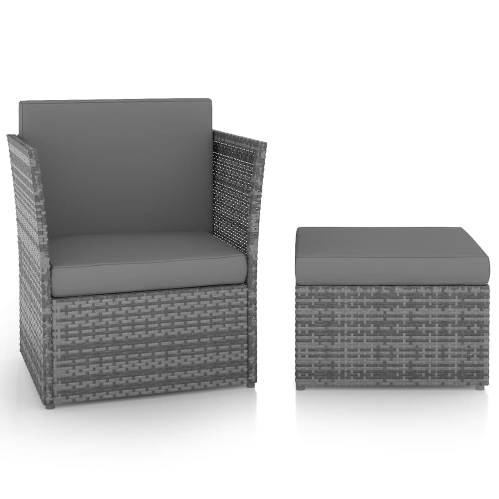foto del prodotto sedia da giardino con poggiapiedi in polyrattan antracite