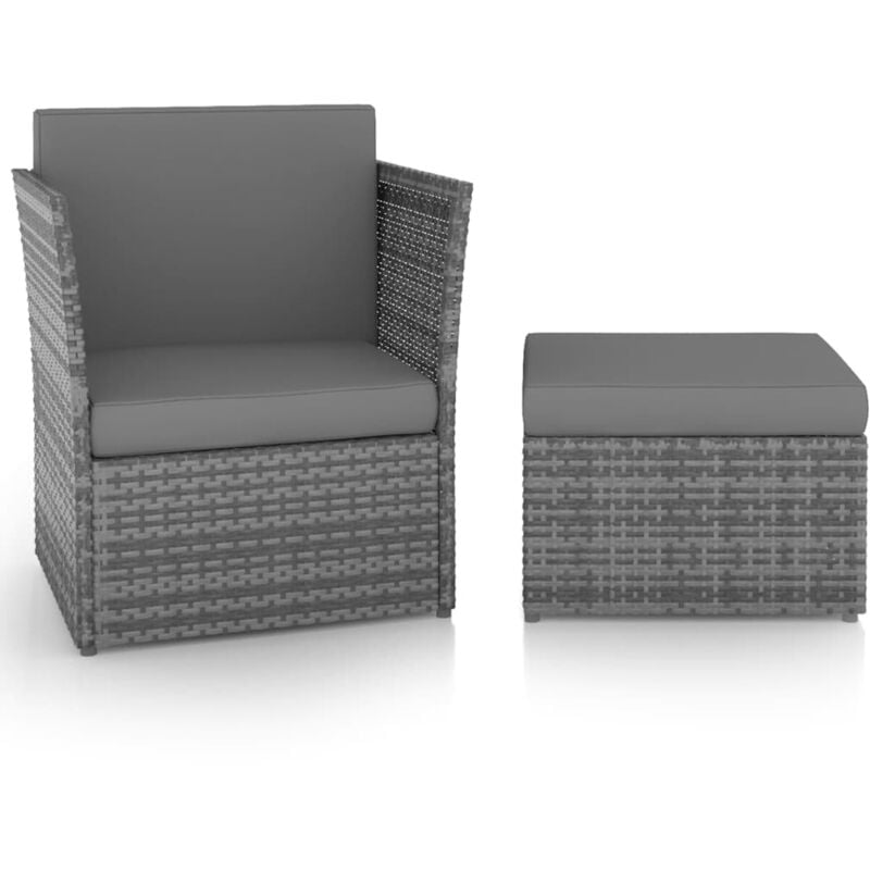 foto del prodotto sedia da giardino con poggiapiedi in polyrattan antracite - vidaxl