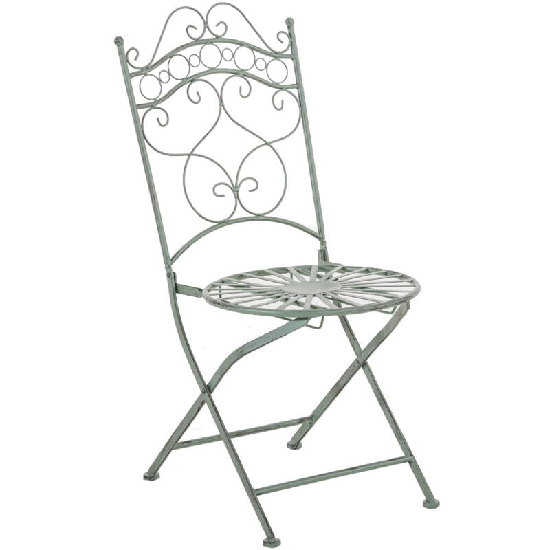 foto del prodotto sedia da giardino dal design rustico per terrazze, balconi, in ferro battuto verde invecchiato 100003008