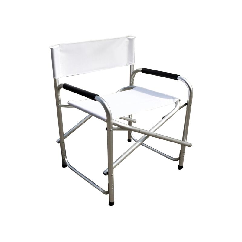foto del prodotto sedia da giardino essenza regista in alluminio e pvc bianca 47x57x79 cm