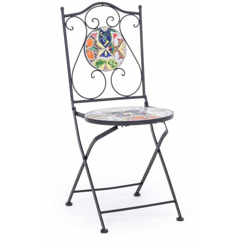foto del prodotto sedia da giardino esterno in acciaio con ceramica pieghevole
