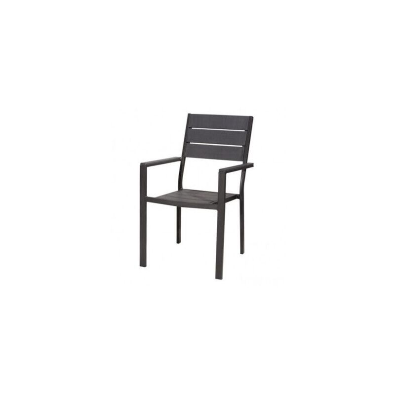 foto del prodotto sedia da giardino grigia effetto legno con braccioli tenerife 62 x 55 x 88h cm