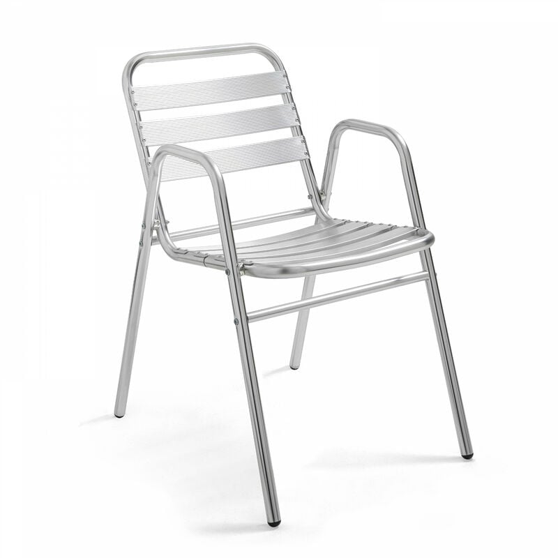 foto del prodotto sedia da giardino impilabile in alluminio grigio chiaro