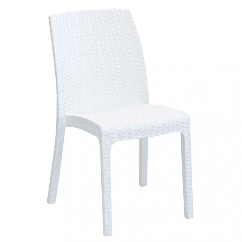 foto del prodotto sedia da giardino impilabile in wicker cm 47x59x86 virginia colore bianco