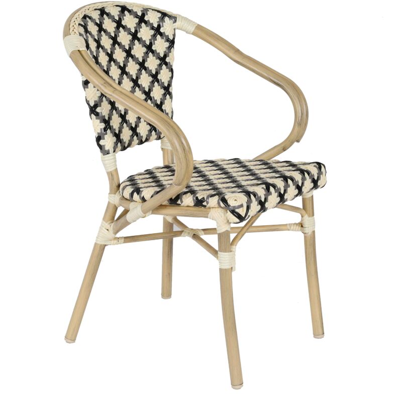 foto del prodotto sedia da giardino in alluminio e rattan nero