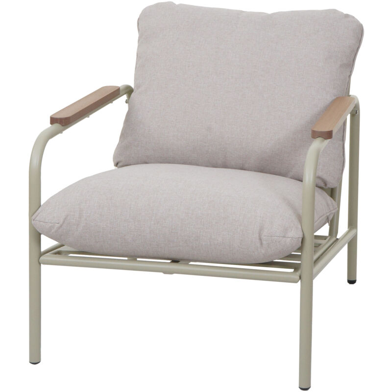 foto del prodotto sedia da giardino in alluminio hhg 591, poltrona per esterni, stoffa tessuto in olefina 205 g m , verde chiaro beige