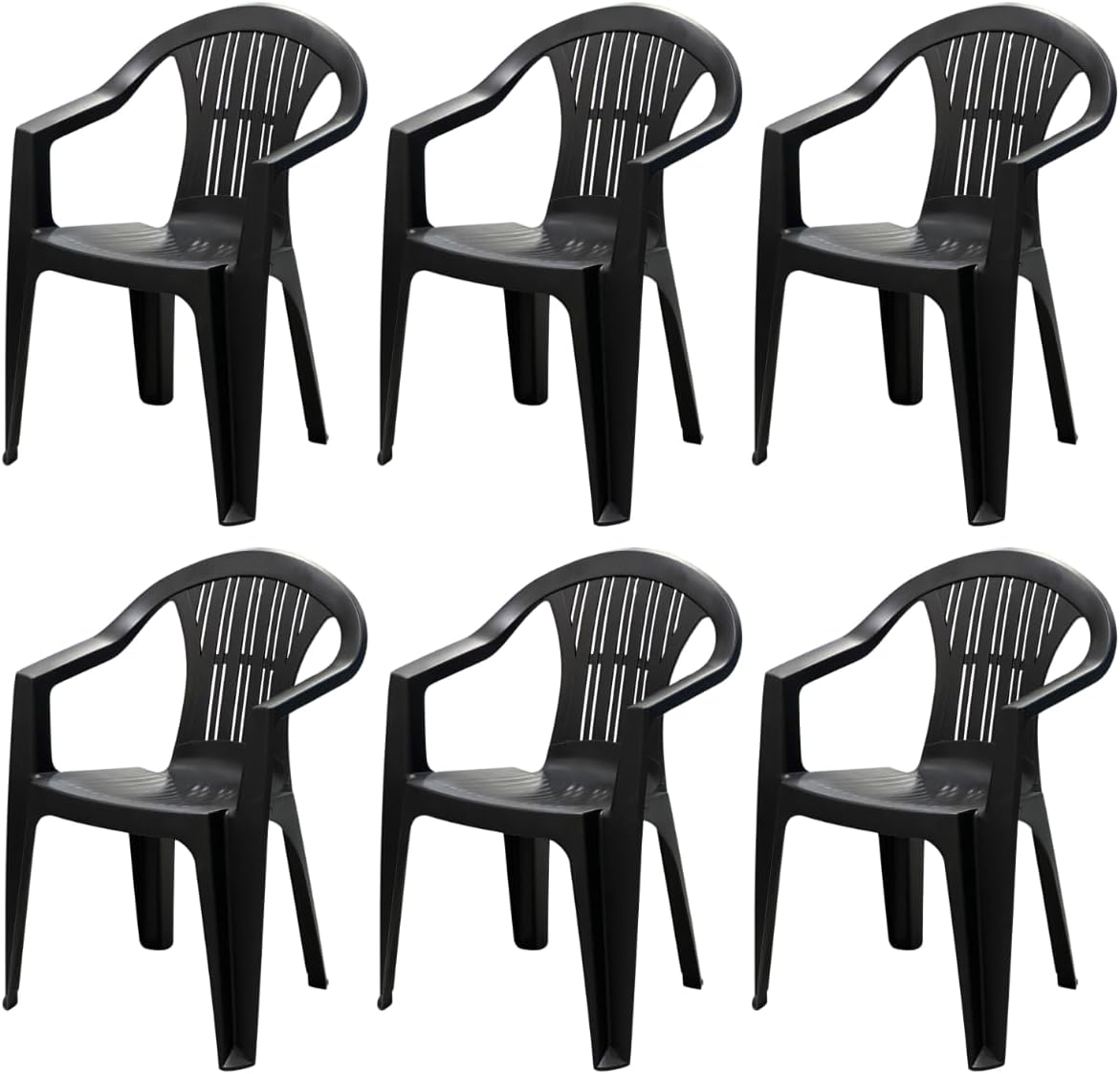 foto del prodotto sedia da giardino in plastica con braccioli impilabile set di 6 sedie per esterno ratak antracite