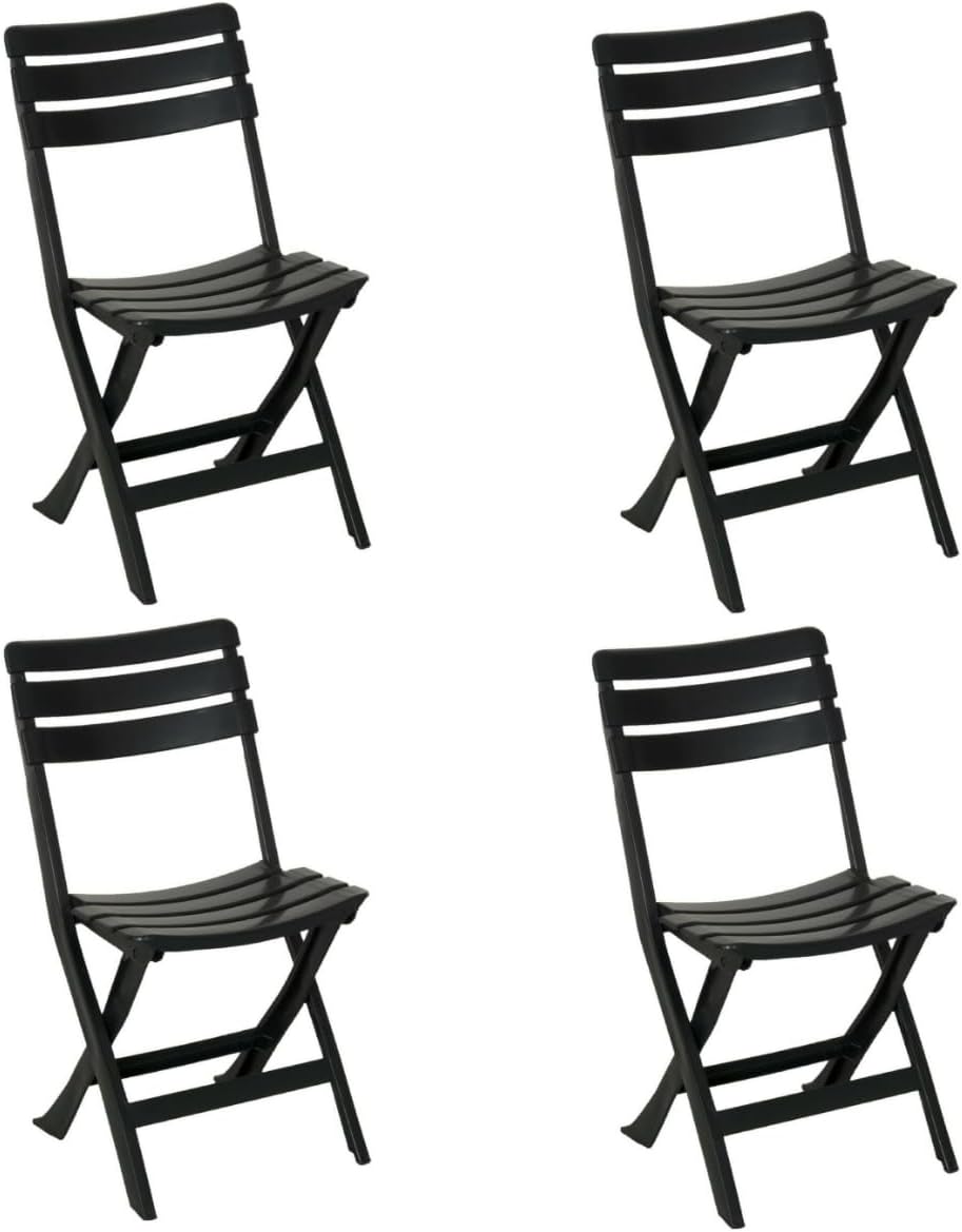 foto del prodotto sedia da giardino in plastica pieghevole, pratik, set da 4 pz sedie per esterno tomaino antracite