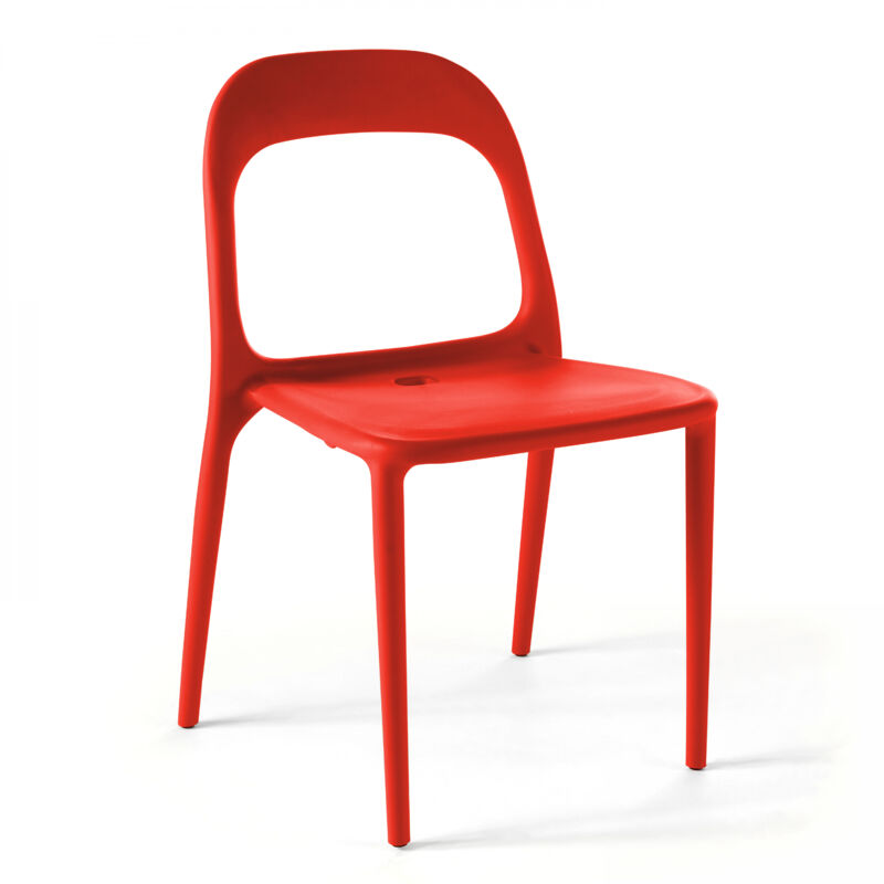 foto del prodotto sedia da giardino in plastica rossa