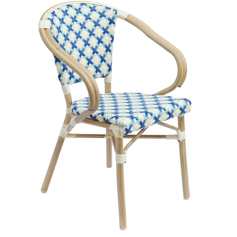 foto del prodotto sedia da giardino in rattan blu e alluminio