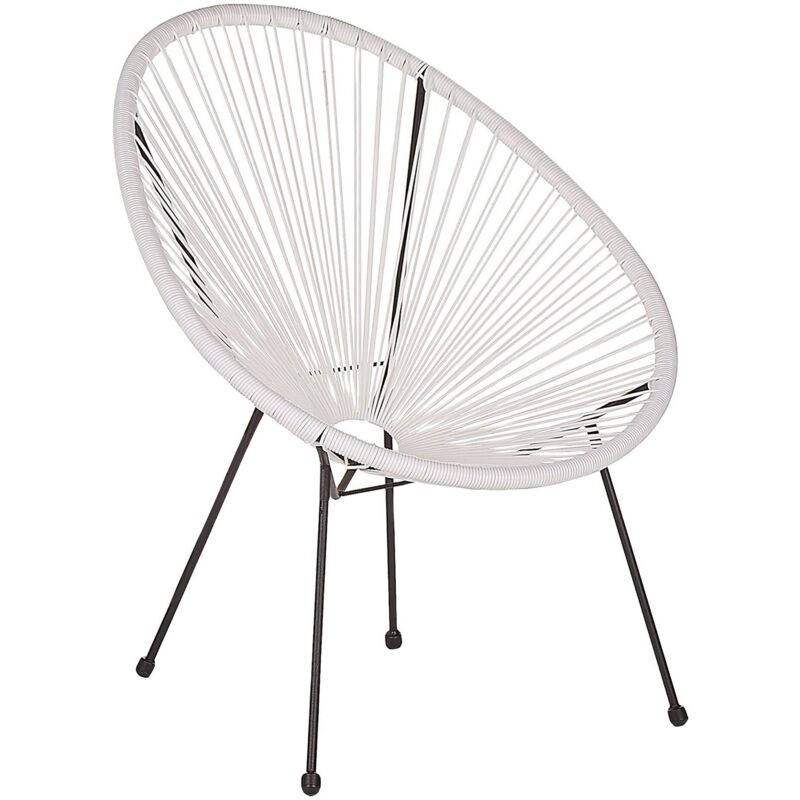 foto del prodotto sedia da giardino rattan pe a raggi bianco resistente agenti atmosferici acapulco