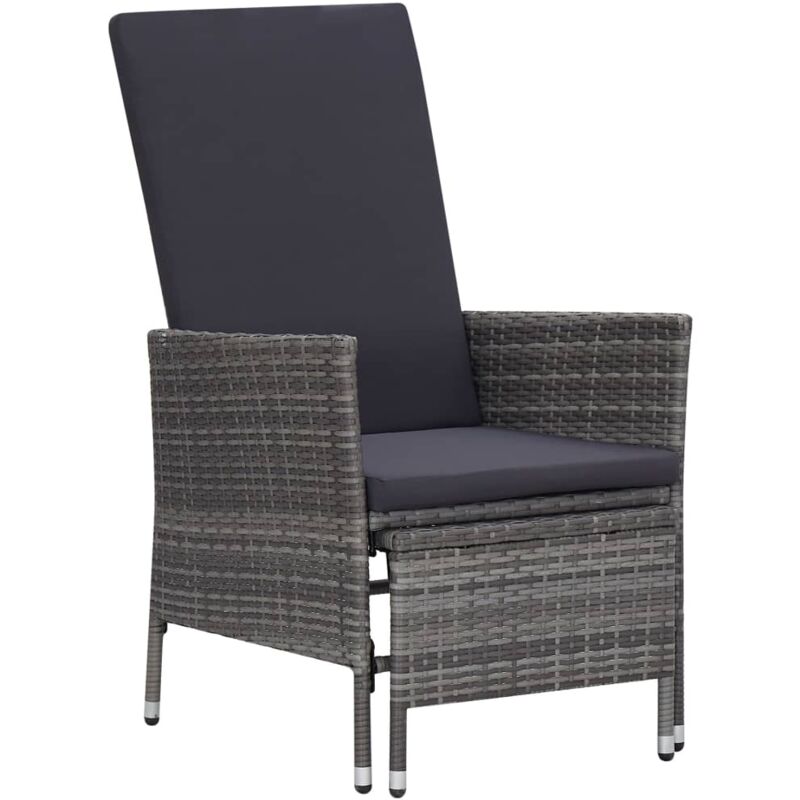 foto del prodotto sedia da giardino reclinabile con cuscino in polyrattan grigio vidaxl