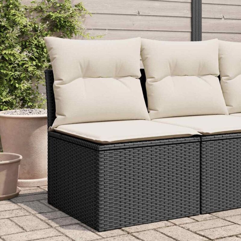 foto del prodotto sedia da giardino senza braccioli con cuscini nera polyrattan - vidaxl