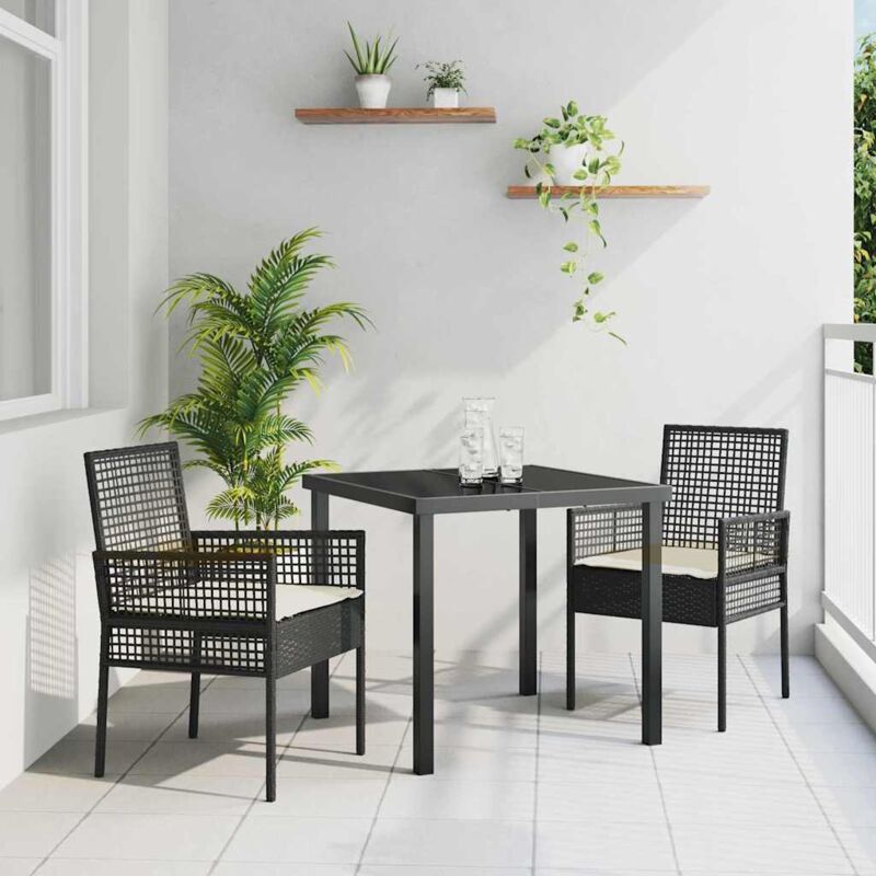 foto del prodotto sedia da giardino vidaxl 2 pezzi con cuscini nero in polyrattan