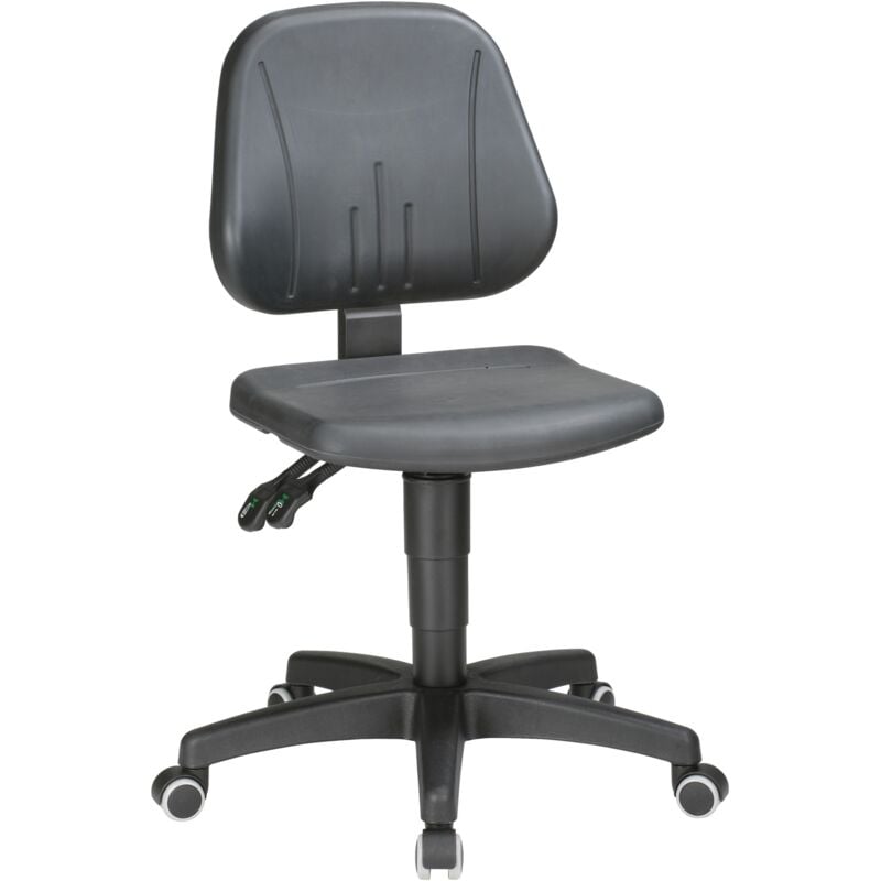 foto del prodotto sedia da lavoro unitec con ruote, seduta in schiuma integrale, nera, altezza regolabile 440 620 mm
