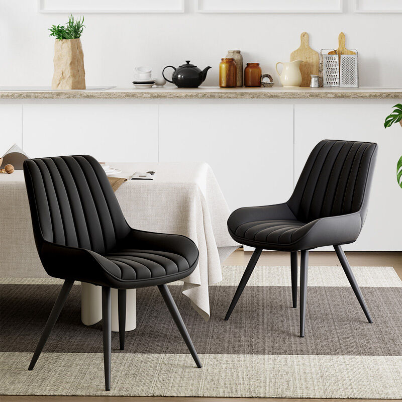 foto del prodotto sedia da pranzo 2 pezzi, sedia da cucina con schienale, sedia ergonomica da soggiorno, sedia in tessuto,colore nero