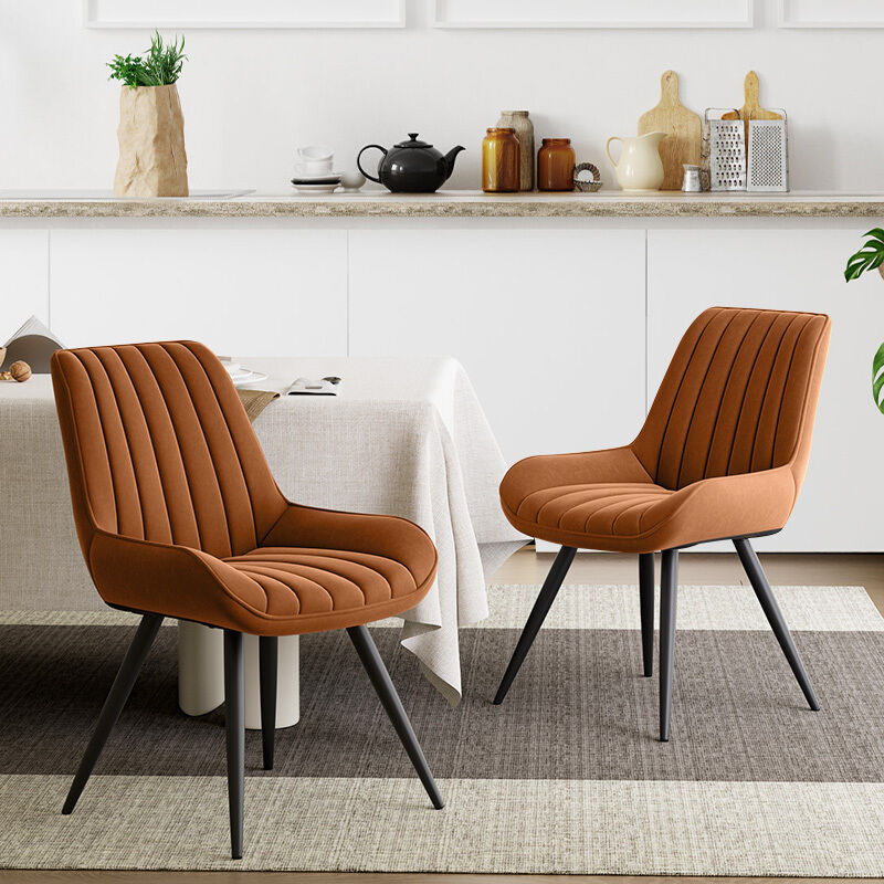 foto del prodotto sedia da pranzo 2 pezzi, sedia da cucina con schienale, sedia ergonomica da soggiorno, sedia in tessuto, marrone