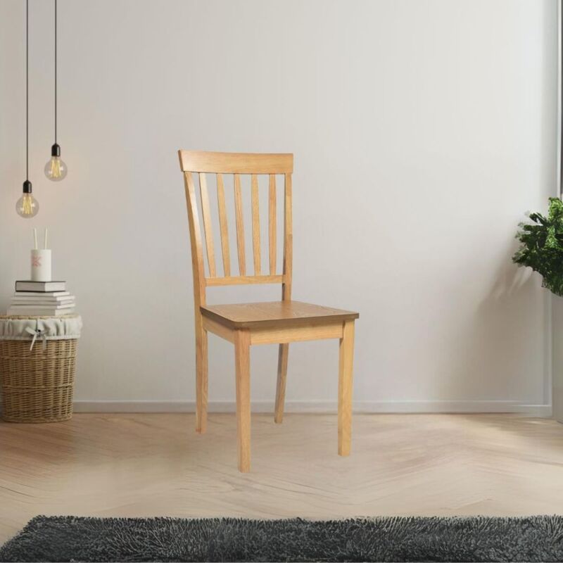 foto del prodotto sedia da pranzo colore rovere con schienale a listelli verticali dori