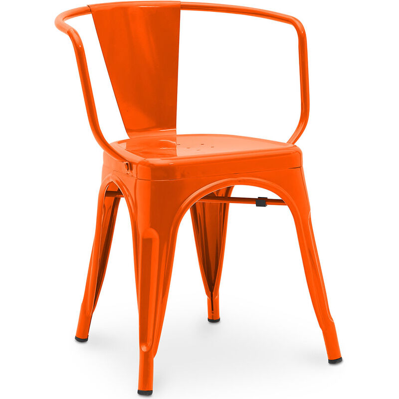 foto del prodotto sedia da pranzo con braccioli design industriale acciaio nuova edizione stylix arancione