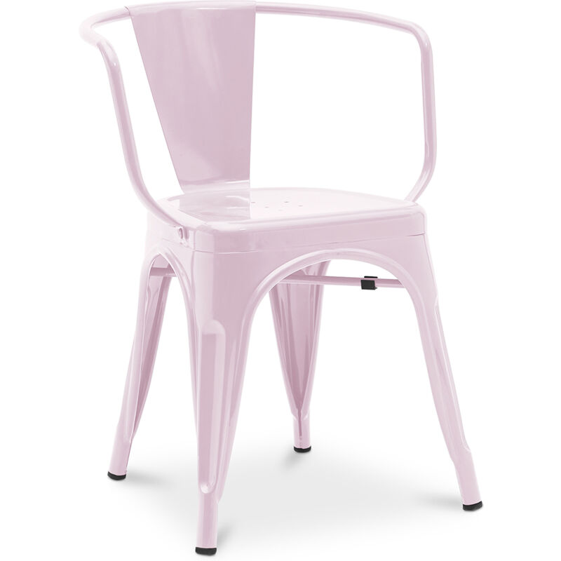 foto del prodotto sedia da pranzo con braccioli design industriale acciaio nuova edizione stylix pastel pink