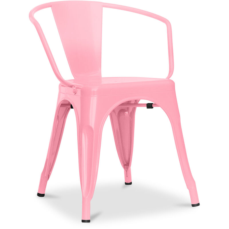 foto del prodotto sedia da pranzo con braccioli - design industriale - acciaio - nuova edizione - stylix rosa
