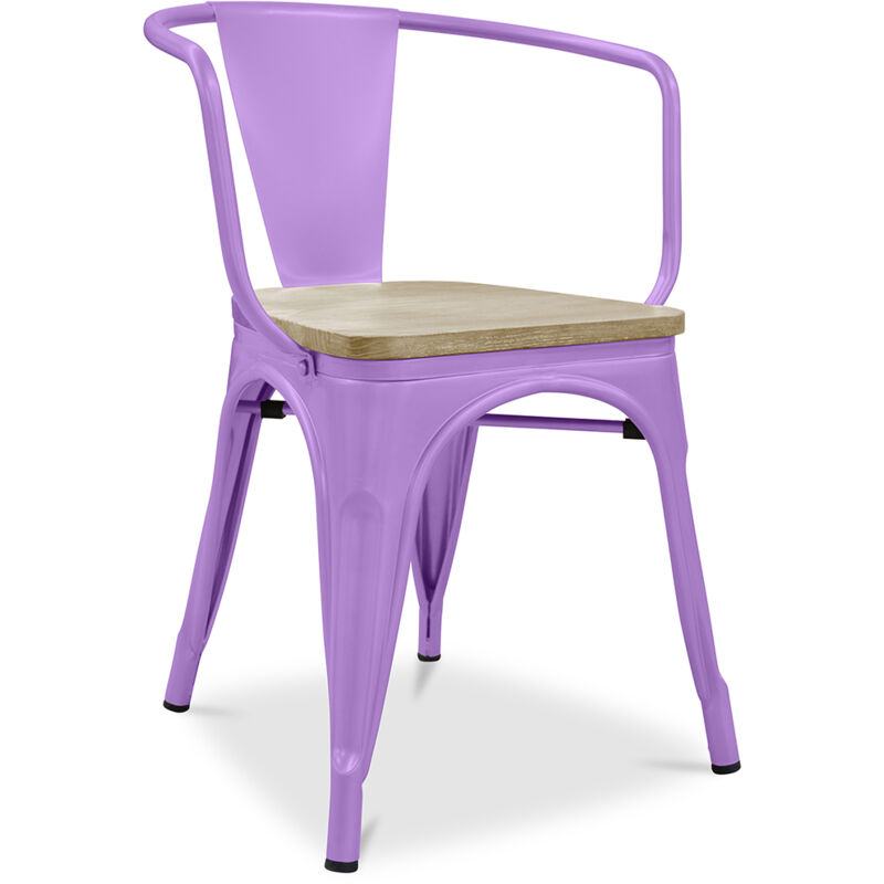 foto del prodotto sedia da pranzo con braccioli legno e acciaio stylix viola chiaro