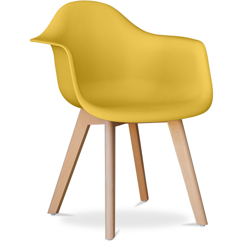 foto del prodotto sedia da pranzo con braccioli stile scandinavo dominic pastel yellow