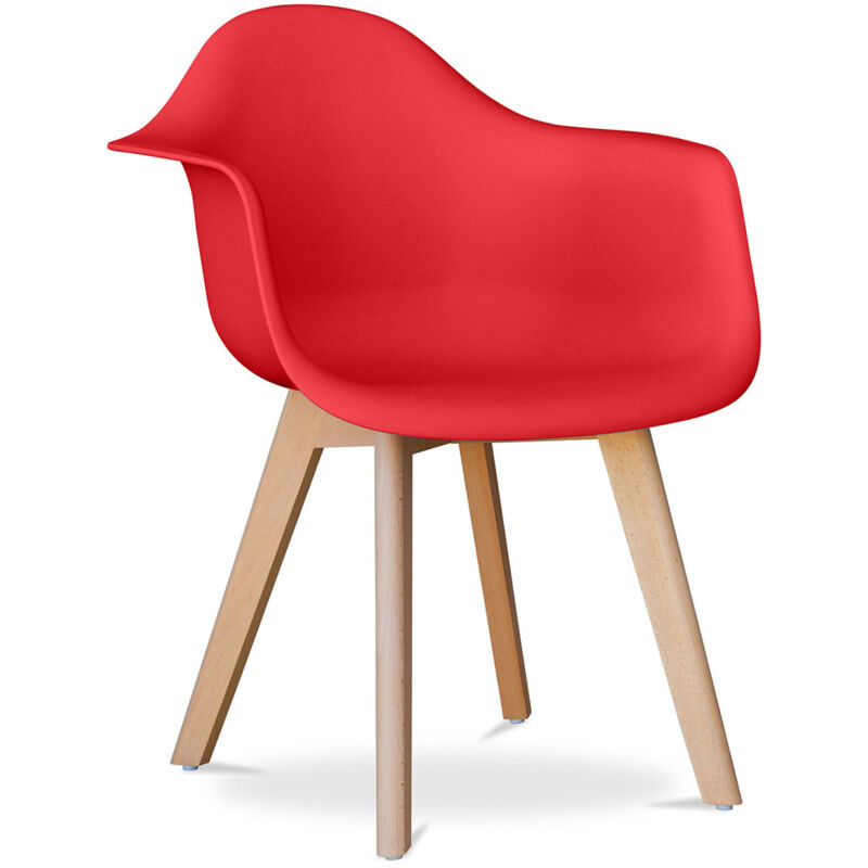 foto del prodotto sedia da pranzo con braccioli stile scandinavo dominic rosso