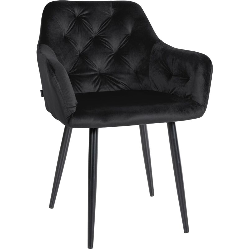 foto del prodotto sedia da pranzo con cuciture decorative in velluto nero e gambe in metallo nero 100002122