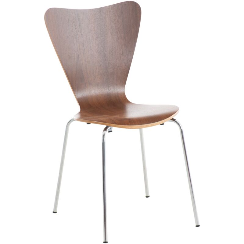 foto del prodotto sedia da pranzo da cucina dal design classico in legno color noce e metallo cromato 100001895