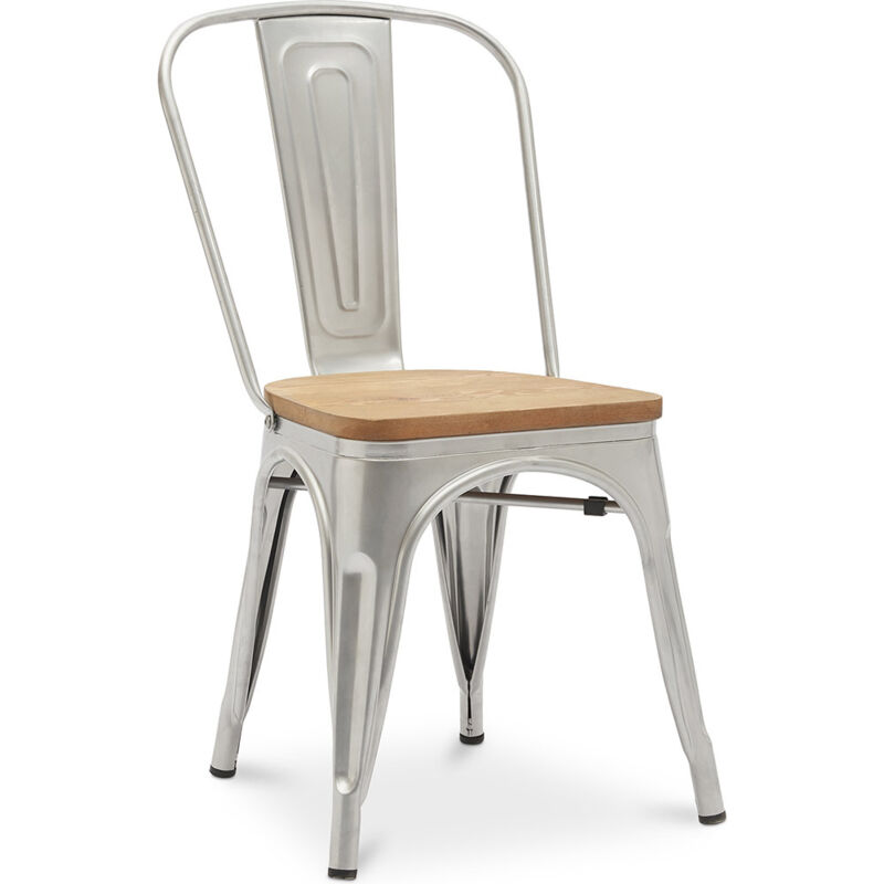 foto del prodotto sedia da pranzo design industriale acciaio e legno nuova edizione stylix acciaio