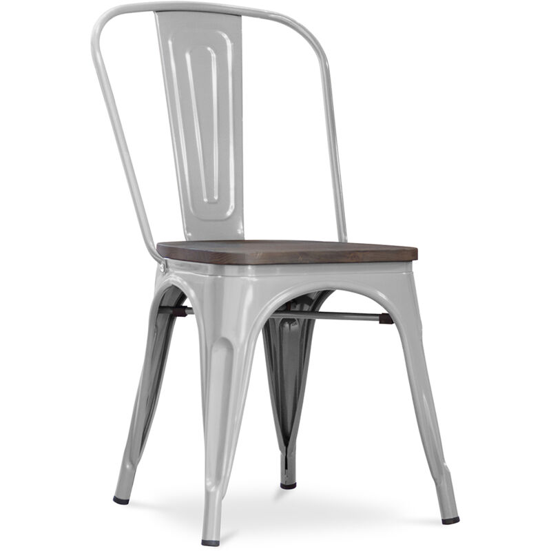 foto del prodotto sedia da pranzo design industriale acciaio e legno nuova edizione stylix acciaio