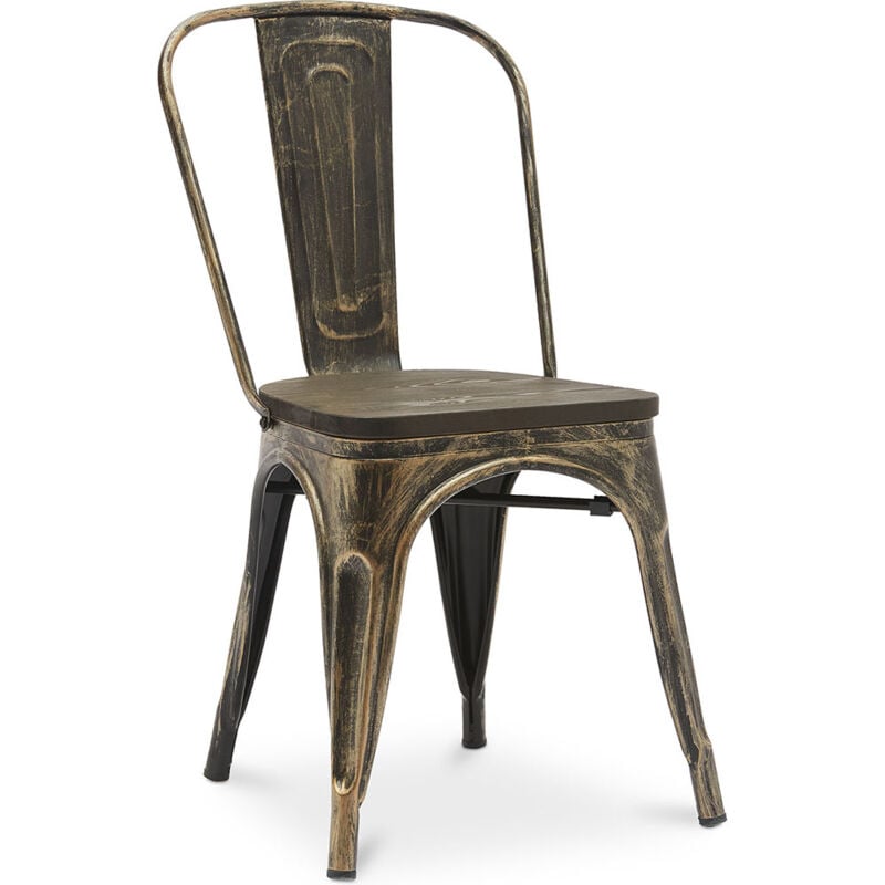 foto del prodotto sedia da pranzo design industriale acciaio e legno nuova edizione stylix bronze metallizzato