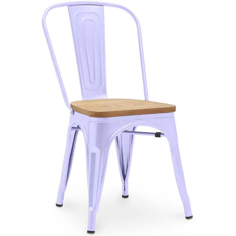 foto del prodotto sedia da pranzo design industriale acciaio e legno nuova edizione stylix lavanda