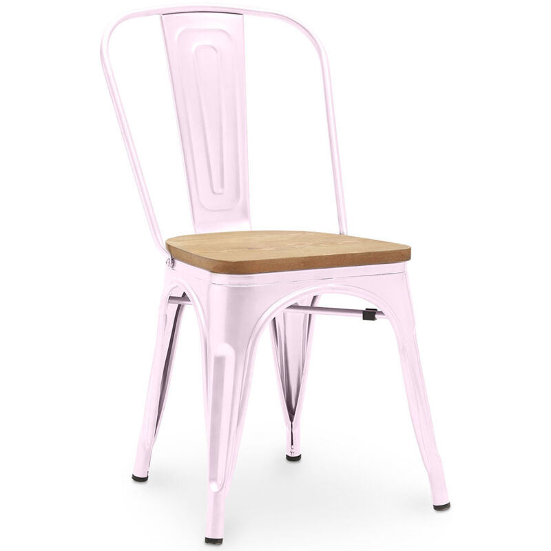 foto del prodotto sedia da pranzo design industriale acciaio e legno nuova edizione stylix pastel pink