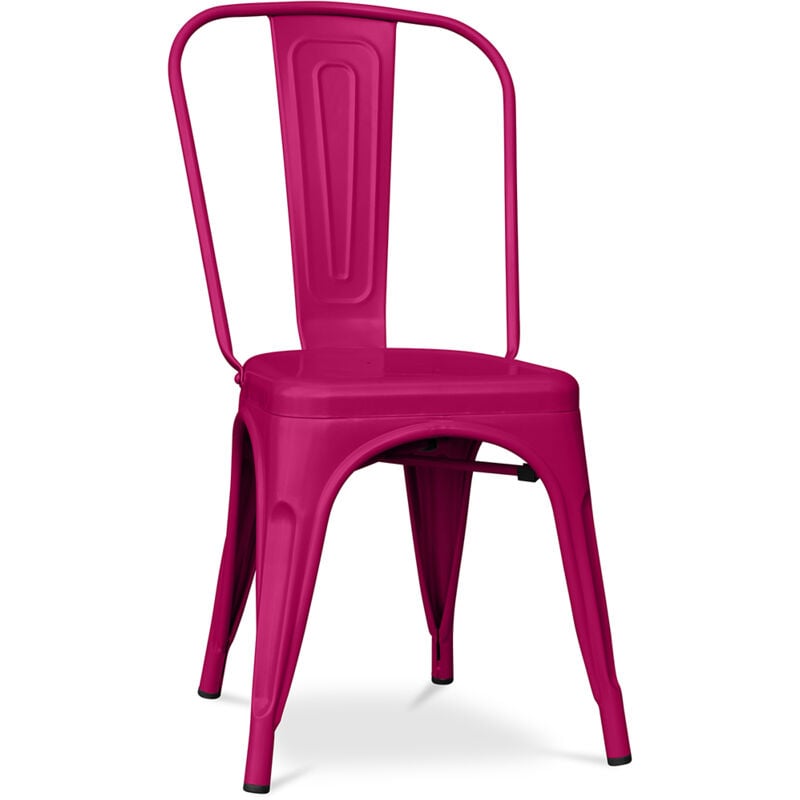 foto del prodotto sedia da pranzo design industriale acciaio opaco nuova edizione stylix fucsia