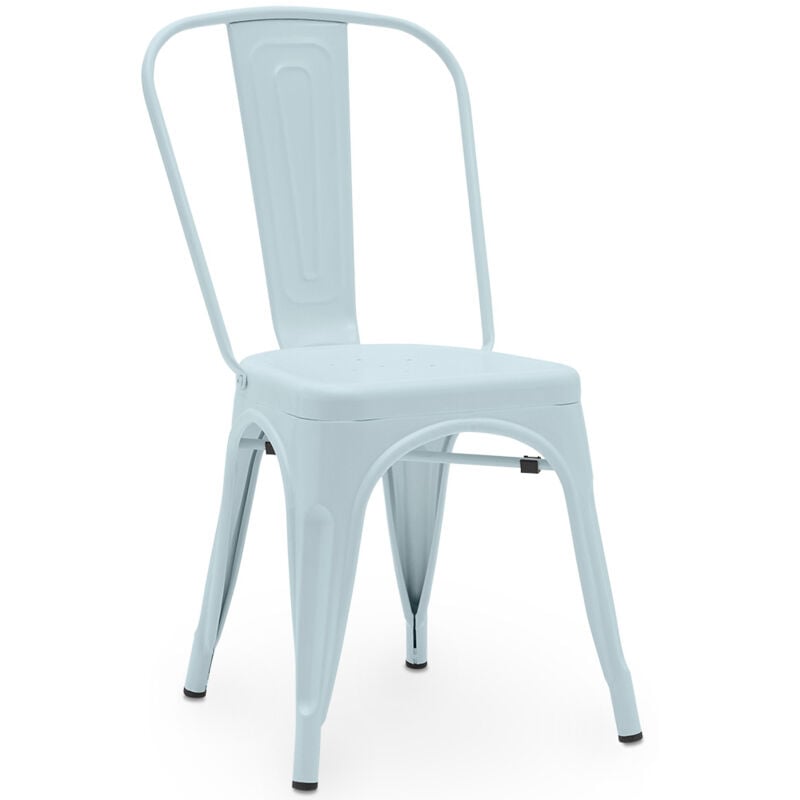 foto del prodotto sedia da pranzo design industriale acciaio opaco nuova edizione stylix turchese pastello