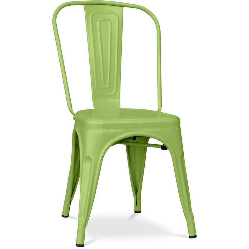 foto del prodotto sedia da pranzo design industriale acciaio opaco nuova edizione stylix verde chiaro