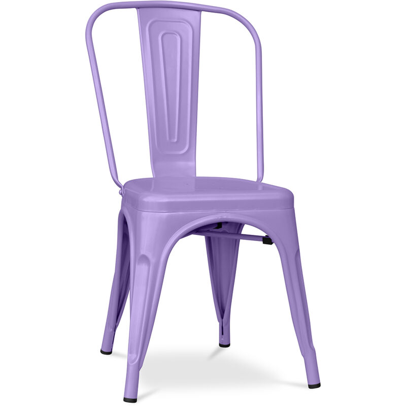 foto del prodotto sedia da pranzo design industriale acciaio opaco nuova edizione stylix viola pastello
