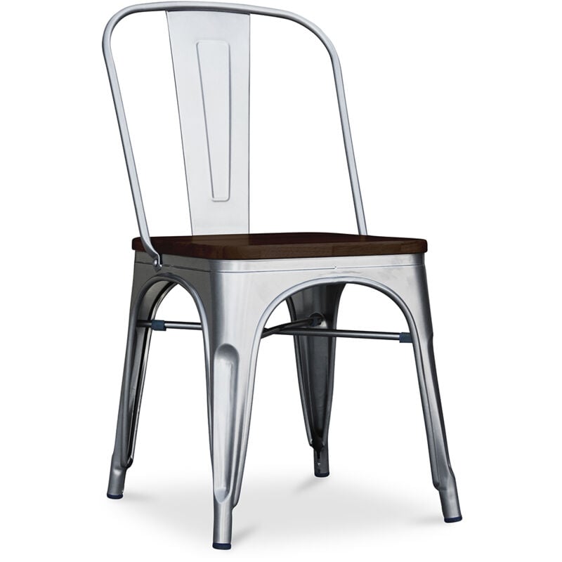 foto del prodotto sedia da pranzo design industriale legno e acciaio stylix acciaio