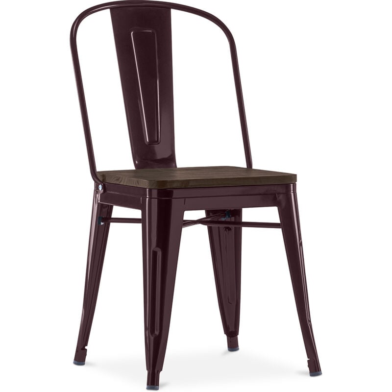 foto del prodotto sedia da pranzo design industriale legno e acciaio stylix bronzo