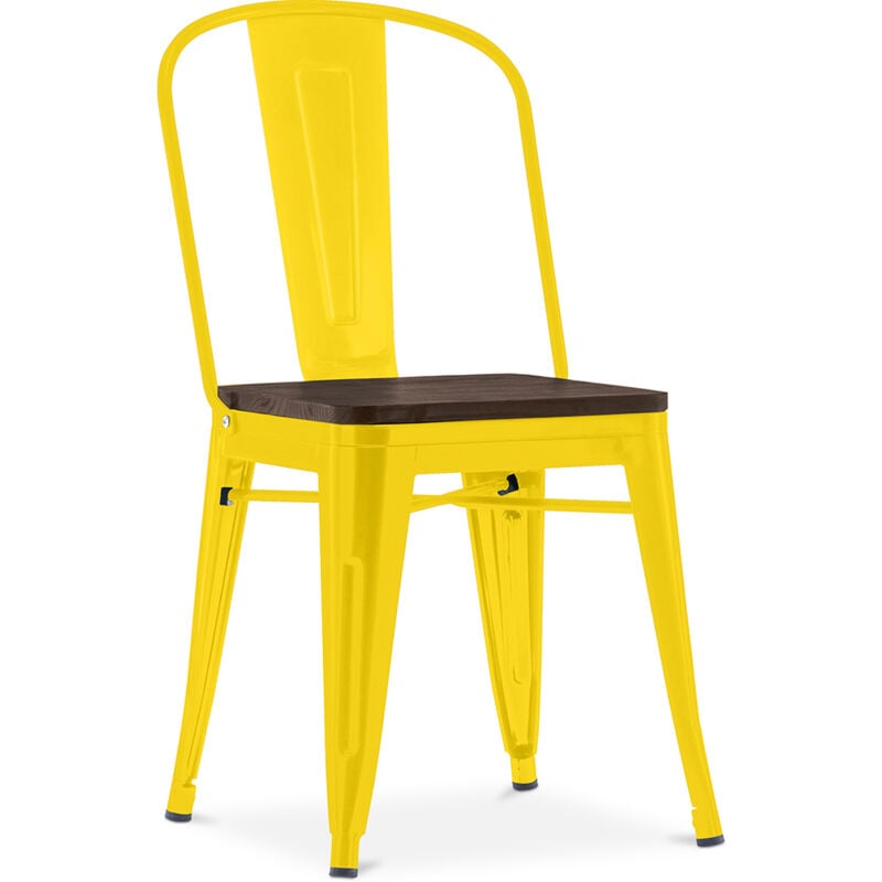 foto del prodotto sedia da pranzo design industriale legno e acciaio stylix giallo