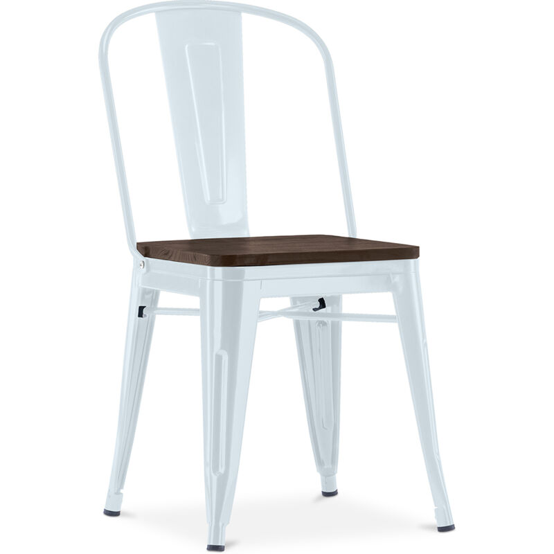foto del prodotto sedia da pranzo design industriale legno e acciaio stylix grigio blu