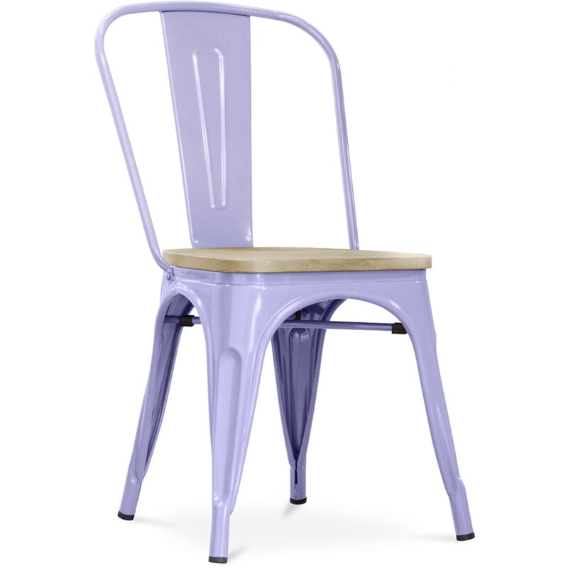 foto del prodotto sedia da pranzo design industriale legno e acciaio stylix lavanda