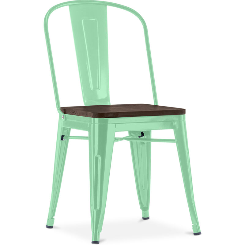 foto del prodotto sedia da pranzo design industriale legno e acciaio stylix menta