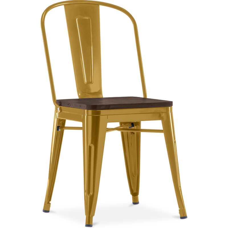 foto del prodotto sedia da pranzo design industriale legno e acciaio stylix oro