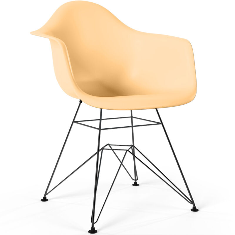 foto del prodotto sedia da pranzo design scandinavo e gambe in metallo nero nordika pastel orange