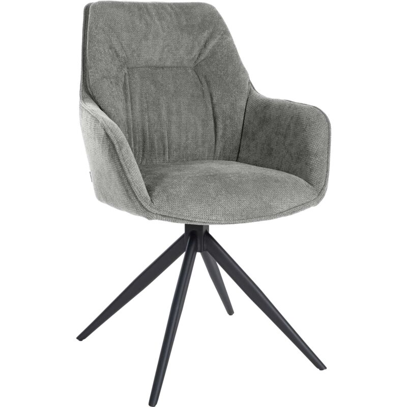 foto del prodotto sedia da pranzo girevole con braccioli x1 in tessuto grigio e base in metallo nero 100002044