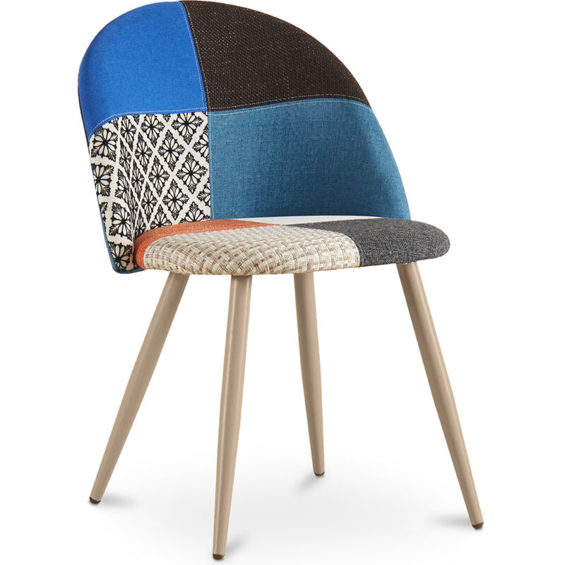 foto del prodotto sedia da pranzo imbottita in patchwork stile scandinavo evelyne multicolore