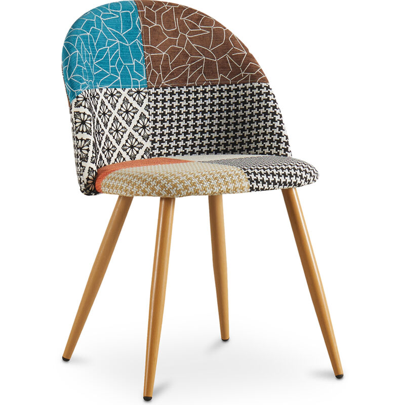 foto del prodotto sedia da pranzo imbottita in patchwork stile scandinavo patty multicolore